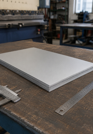 Weißaluminium auf Tisch in Werkstatt